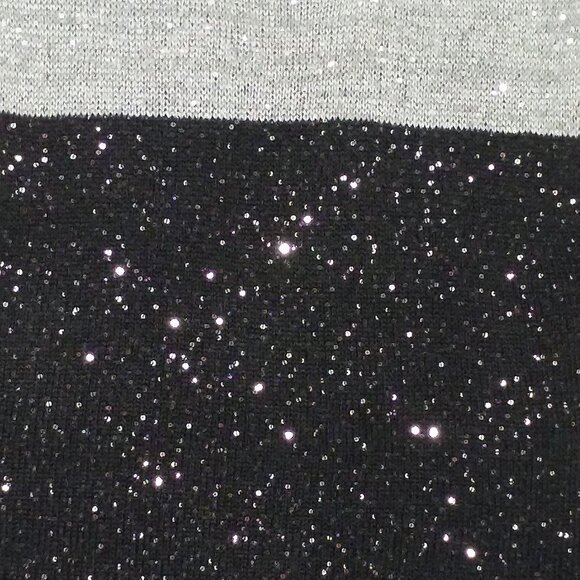 Alex Marie Knit Sweater Vest Lady-L Metallic Sequins Black Silver Gray Colorbloc - Picture 3 of 8